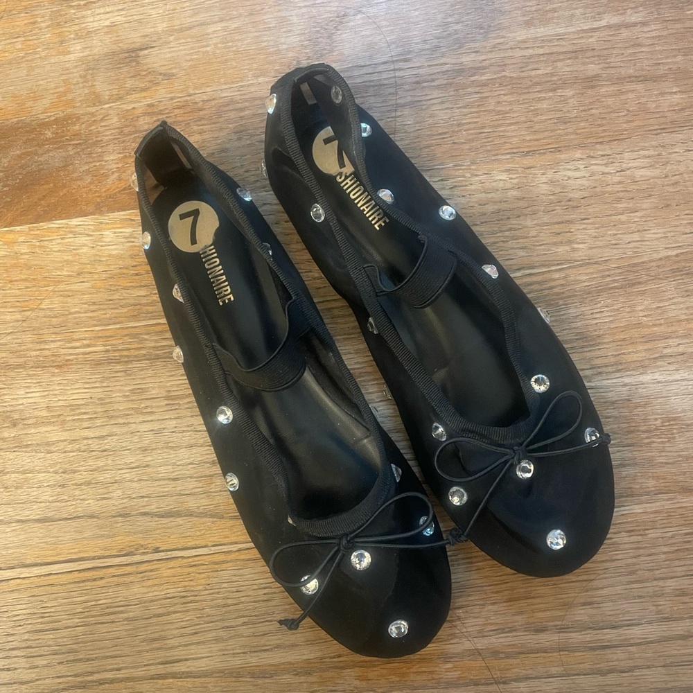 Chic Black Mesh Rhinestone Flats